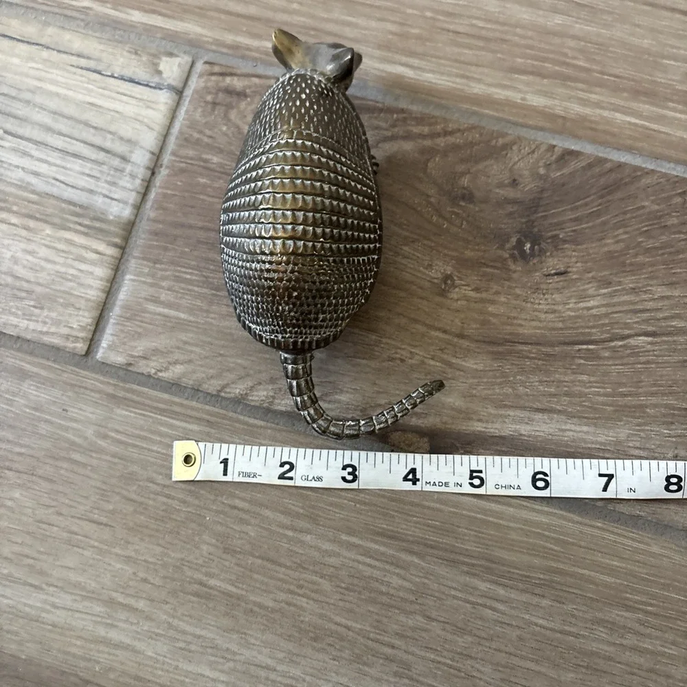 Rare Vintage Solid Brass Armadillo Figurine 7